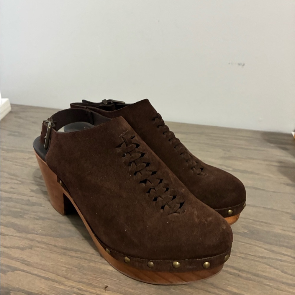 Anthropologie pilcro clogs size 40 suede color chocolate. - Picture 9 of 9